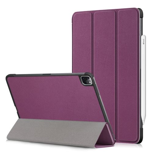 Etui en PU + TPU peau de litch avec support tri-pliure violet pour votre Apple iPad Pro 11 pouces (2020)/(2018)