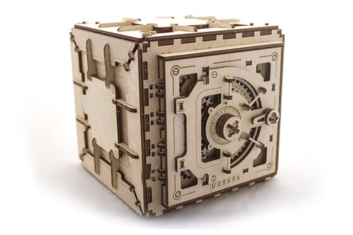 Ugears Modèle de Coffre-Fort en Bois (Puzzle 3D Mécanique à monter soi-même) | Fonctionnel, Design/coffre-fort avec serrure à combinaison