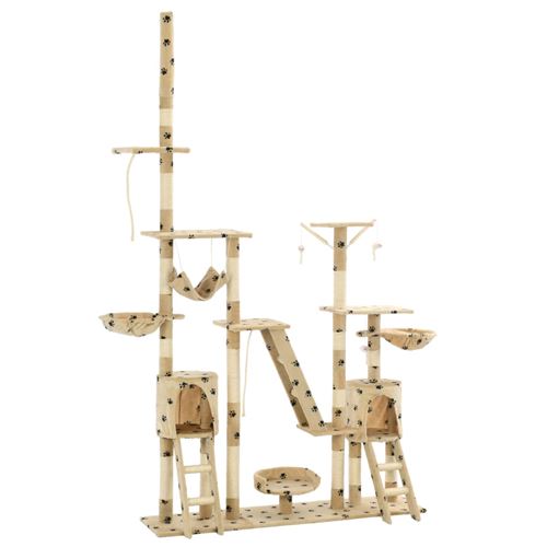 Arbre &Agrave; Chat Et Griffoirs 230-250 Cm Empreintes De Pattes Beige