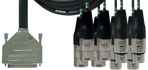 Cordial CFD3DFMY - Câble multipaire Sub-D 25 broches-4 XLR mâles + 4 XLR femelles 3 m