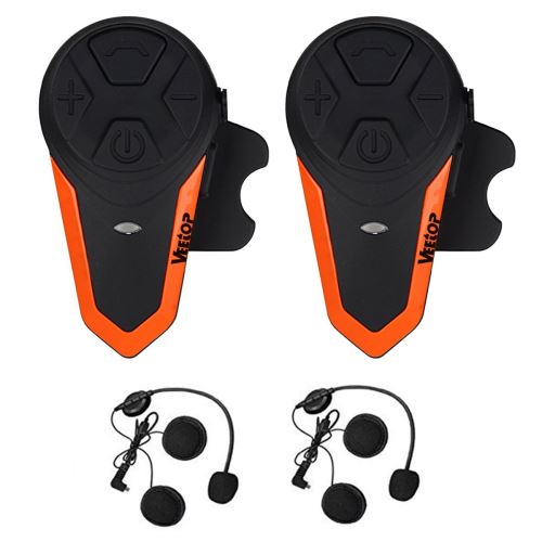 Veetop Intercom pour Casque Moto 1000M/Étanche Bluetooth - Set de 2