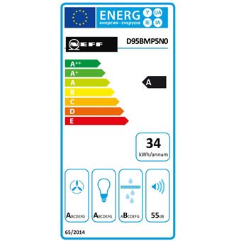 hotte décorative murale 90cm 55db 427m3/h inox - d95bmp5n0