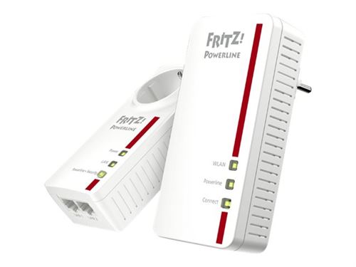 AVM FRITZ!Powerline 1260E - WLAN Set - pont - GigE, HomePlug AV (HPAV) 2.0, IEEE 1901 - 802.11a/b/g/n/ac - Bi-bande - Branchement mural