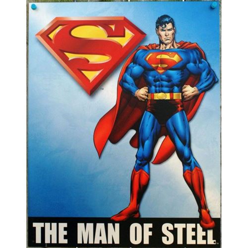 plaque superman the man of steel tole deco metal usa