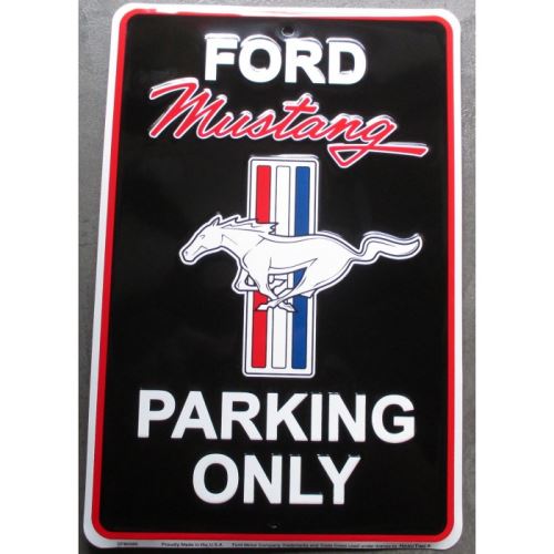 plaque ford mustang parking noire usa toledeco garage usa