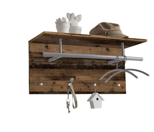 Porte-manteau mural coloris old Style foncé - 72 x 29,3 x 34,5 cm -PEGANE-