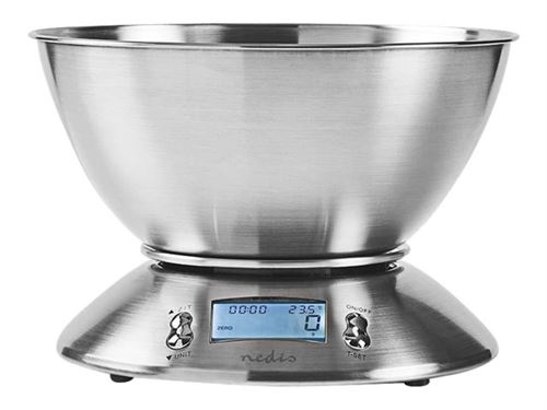 Balance de cuisine numérique écran lcd lumineux température réveil métal nedis