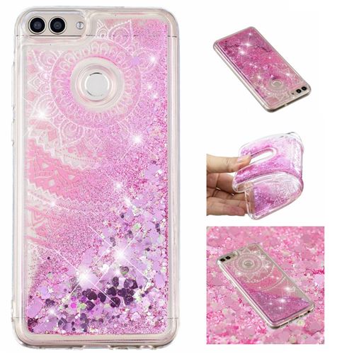 Coque en TPU motif de paillettes de scintillement dynamique mandala pour votre Huawei Y6 (2018)/Honor 7A/Honor 7A Pro/Enjoy 8e