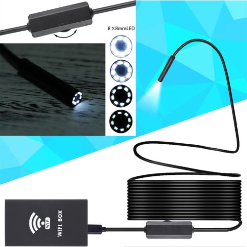 WIFI 1M Endoscope1.2MP caméra 8.0mm oreille otoscope pour iOS / Android Borescope IP68