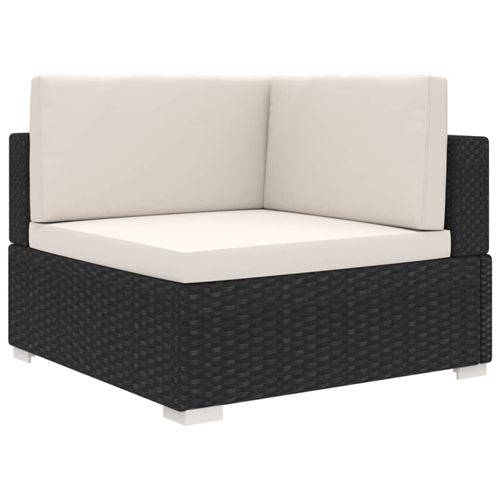 vidaXL Chaise d'angle sectionnelle avec coussins Résine tressée Noir