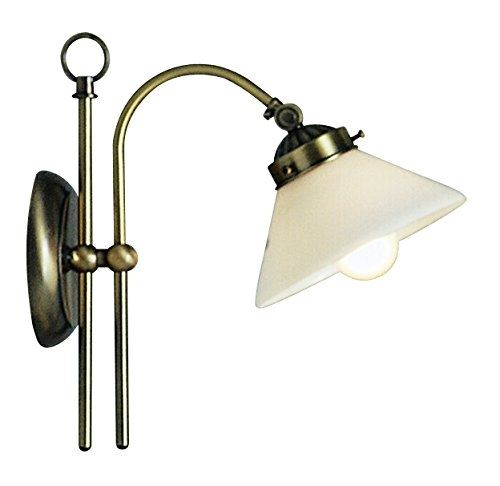 Applique laiton antique, opale, interrupteur, lxh 250x280, excl. 1xe14 40w 230v