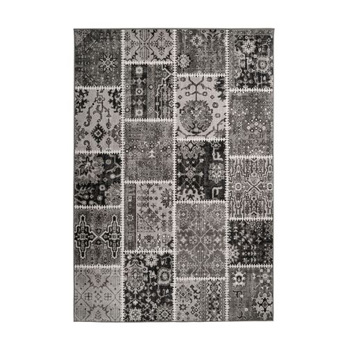 Paris Prix Gris Tapis Patchwork À Poils Courts "Ariya" 80 X 150 Cm