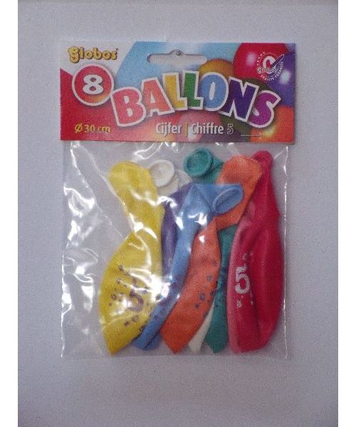 Ballons numéro 5 n ° 12 un côté 5 sacs de 8 pièces