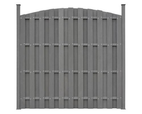 vidaXL Panneau de clôture avec 2 poteaux WPC 180x(165-180) cm Gris