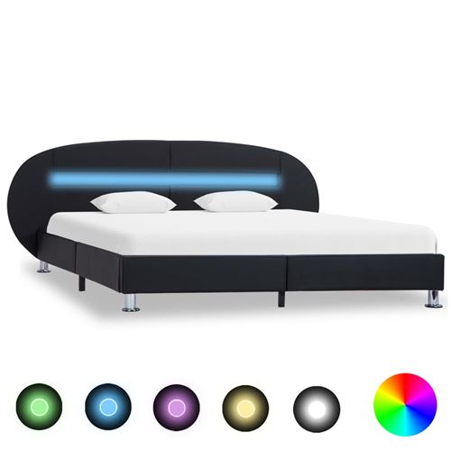 vidaXL Bedframe met LED kunstleer zwart 160x200 cm