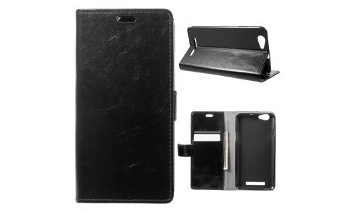 Etui type portefeuille noir WileyFox Spark-X rabat latéral articulé fonction stand