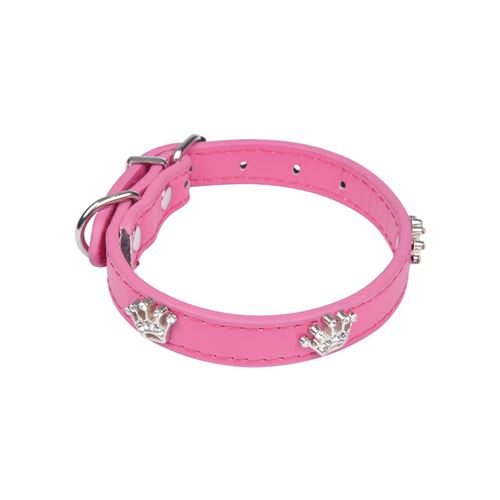 collier avec charms couronnes en simili cuir 35*1.6cm - fuchsia