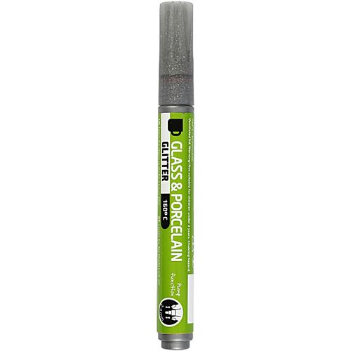 Creotime stylo à peinture verre & porcelaine pailletée gris