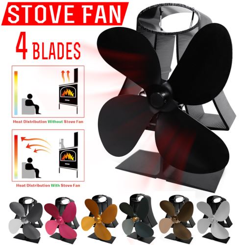 Ventilateur Cheminée Chauffage De Poêle Faible Bruit Vitesse 1100rpm 4 Lames Hauteur 7.8inch Pour Pièce burea Agent