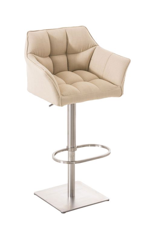 Tabouret de bar Damaso en Tissu , Crème/Acier inoxydable