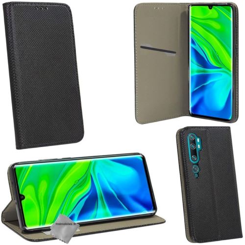 Housse portefeuille avec coque intérieure en silicone pour Xiaomi Mi Note 10 - verre trempe inclus - NOIR MAGNET