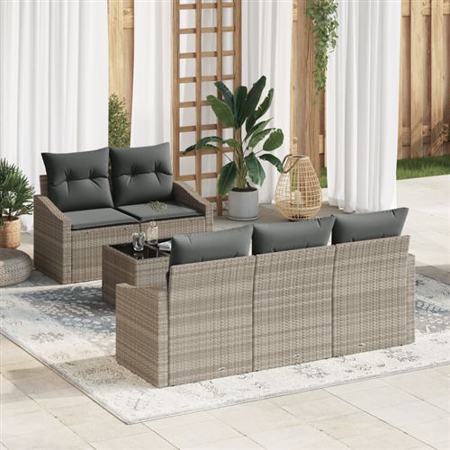 vidaXL Ensemble de Canapés 6 pc Gris clair polyrotin