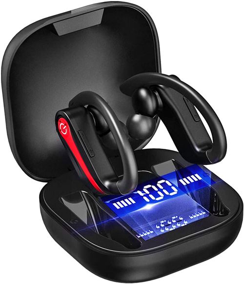 Écouteurs sans fil Dragon Touch Bluetooth 5.1 Sports Écouteurs intra-auriculaires à réduction de bruit avec micro IP7 étanche, 40H Playtime Rouge