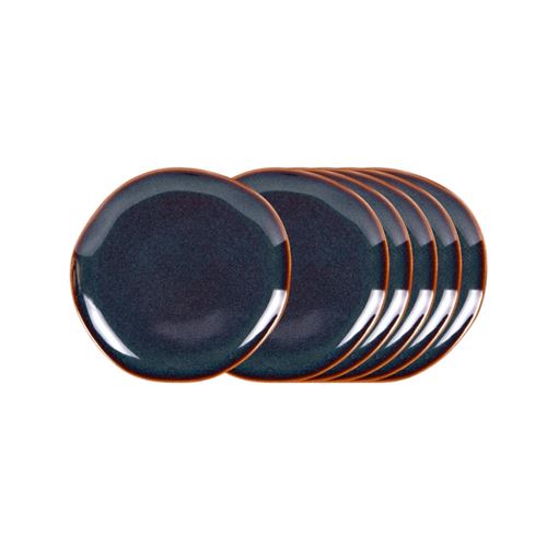 Non Communiqué Bleu Assiette À Dessert Symphony 21 Cm (Lot De 6) - Table Passion - Grès