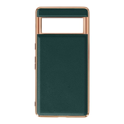 Coque pour Google Pixel 7 Pro Cuir véritable Contour métallisé Antidérapant Avizar vert foncé