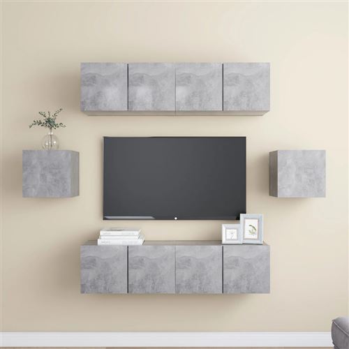 VIDAXL - Meuble TV - Ensemble de 6 pièces - Gris - Bois d'ingénierie - Image 2