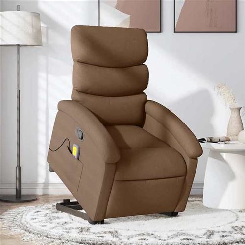 vidaXL Fauteuil de massage inclinable Marron Tissu