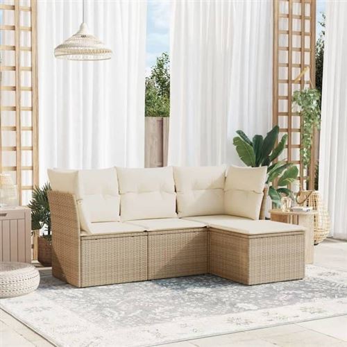 VIDAXL Salon de jardin 4 pcs - Beige
