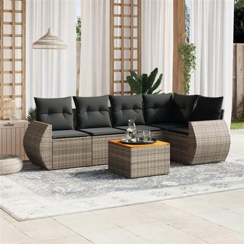 Non Communiqué Gris Vidaxl Salon De Jardin Avec Coussins 6 Pcs, Canapés De Patio, Ensemble De Meubles, Mobilier De Terrasse Extérieur, 3257327