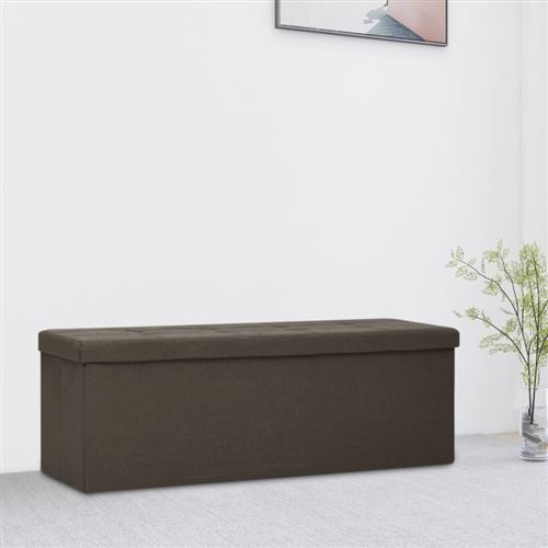 Non Communiqué Marron Banc De Rangement Pliable Foncé Faux Lin