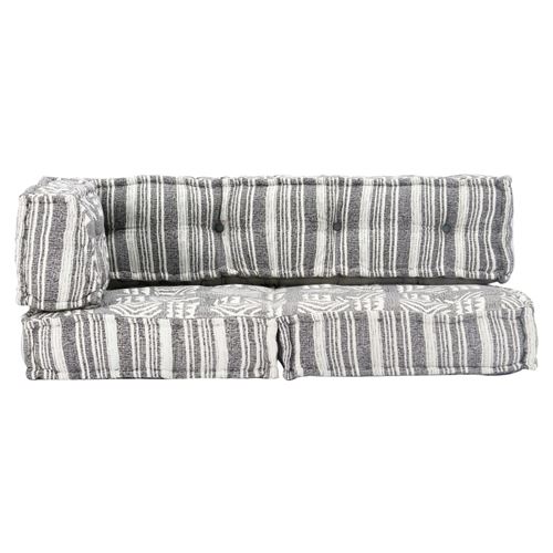 vidaXL Pouf Gris rayé Tissu