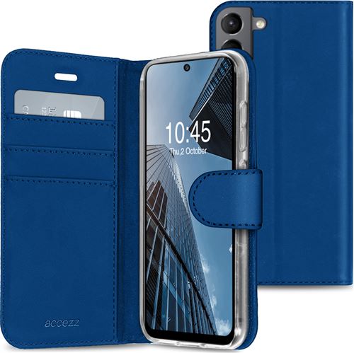Coque Samsung Galaxy S21 FE Étui de téléphone portefeuille de coque silicone Wallet Accezz Cuir artificiel Bleu foncé