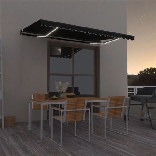 vidaXL Auvent manuel rétractable avec LED 400x350 cm Anthracite