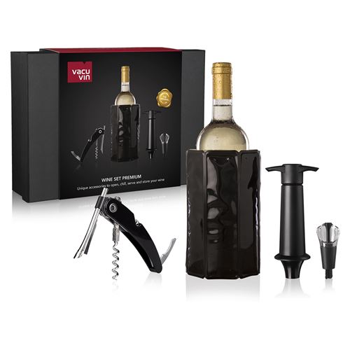 Non Communiqué Noir Coffret Vin Premium 4 Accessoires Vacu Vin 3890460