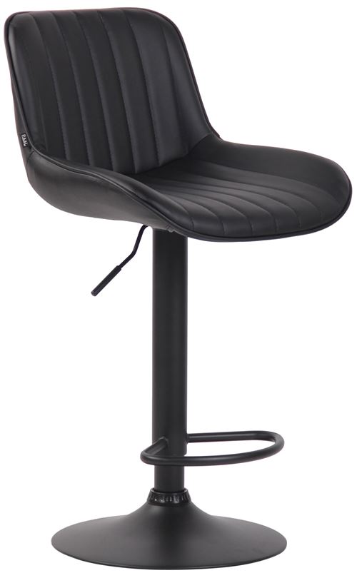 Tabouret de bar Lentini en Similicuir avec Hauteur réglable et Piètement trompette en Métal , Noir /Noir