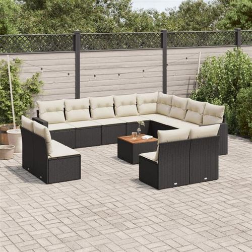 Salon de jardin modulable vidaxl resine tressee 13 pieces 12 personnes 62 x 62 x 69 cm noir