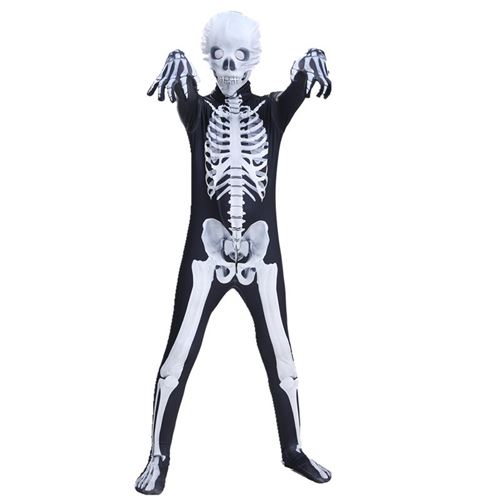 Déguisement pour Halloween : Party familial - combinaison squelette effrayant, taille 130