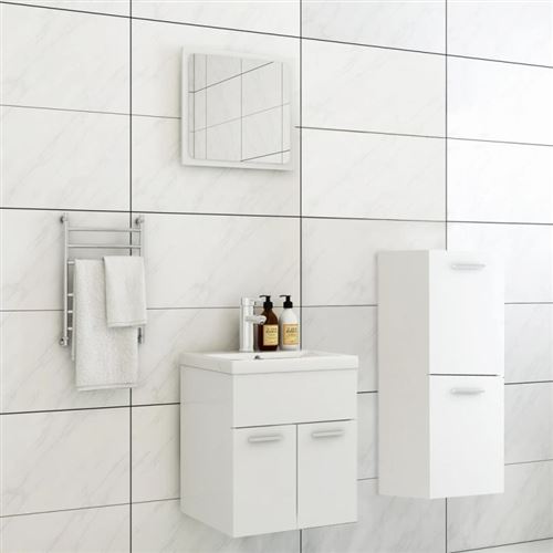 vidaXL Ensemble de meubles de salle de bain Blanc Aggloméré3071171