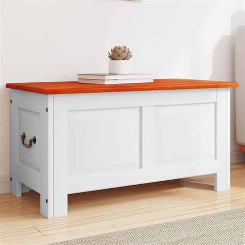 Non Communiqué Marron/Blanc Vidaxl Coffre De Rangement Et Couvercle Et Bois D'acacia364920