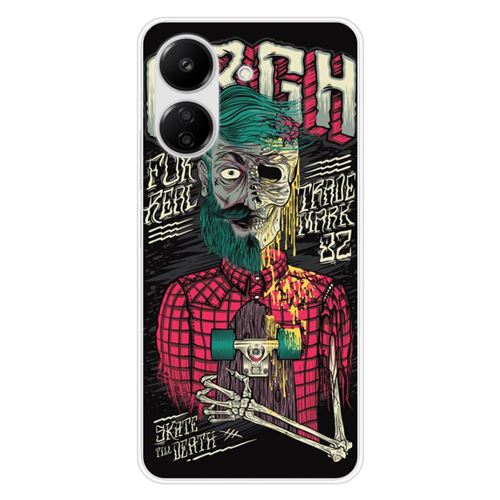 Coque en silicone imprimée compatible Xiaomi Redmi 13C 4G Skull Urgh
