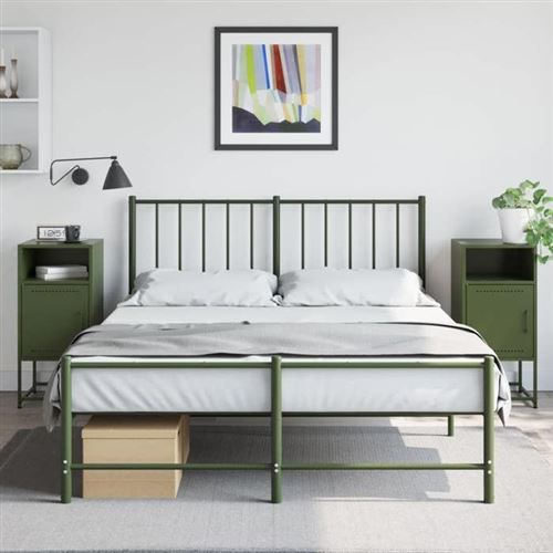 vidaXL Tables de chevet 2 pcs vert olive 36x39x78 cm acier, armoire, armoire latérale, meuble de chambre à coucher, table de 846575
