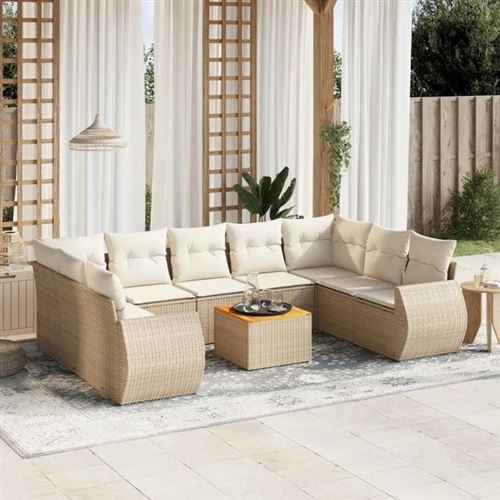 Salon de jardin modulable Vidaxl resine tressee beige 10 pieces x 70 x 69 9 personnes