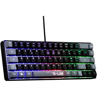 Gamingtoetsenbord - THE G-LAB - KEYZ-HYDRO-BKG/FR - 60% membraan 2 kleuren Zwart + grijze toetsen - 1