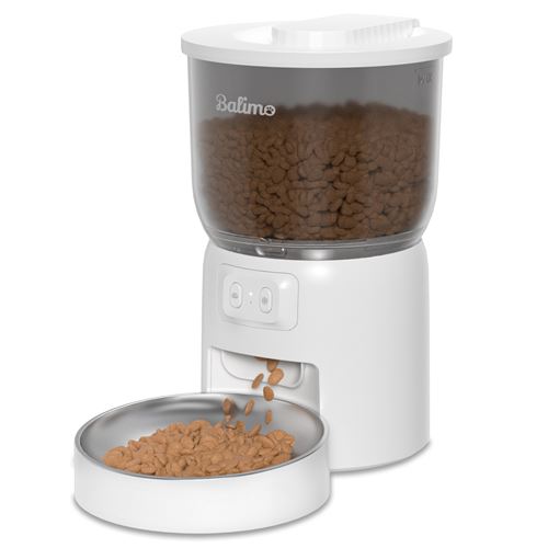 Comparer les prix de Balimo 3L Distributeur Croquettes Chat Automatique, contrôle de l'APP 1-10 Repas, Blanc