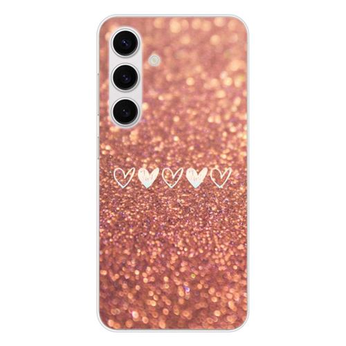 Coque en silicone - Compatible Samsung Galaxy S25 - design paillettes coeur