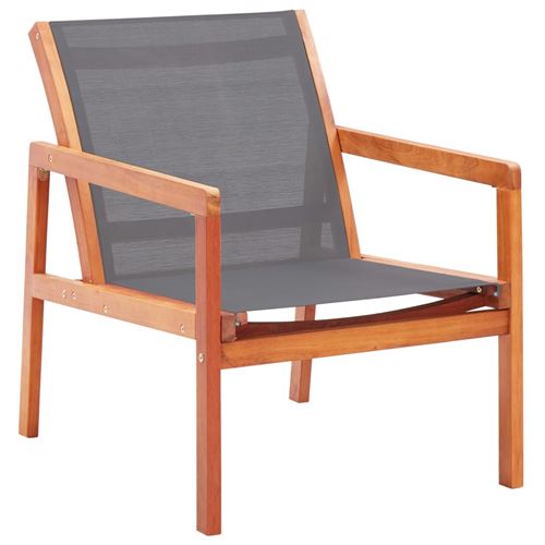 Chaise de jardin Gris Bois d'eucalyptus solide et textil&egrave;ne